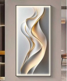 Black Frame Gray And White Crystall Procelein Painting With Lighting